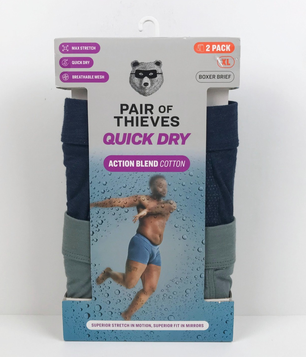 Pair of Thieves Quick Dry Action Blend Cotton Boxer Briefs 2 Pack Size XL